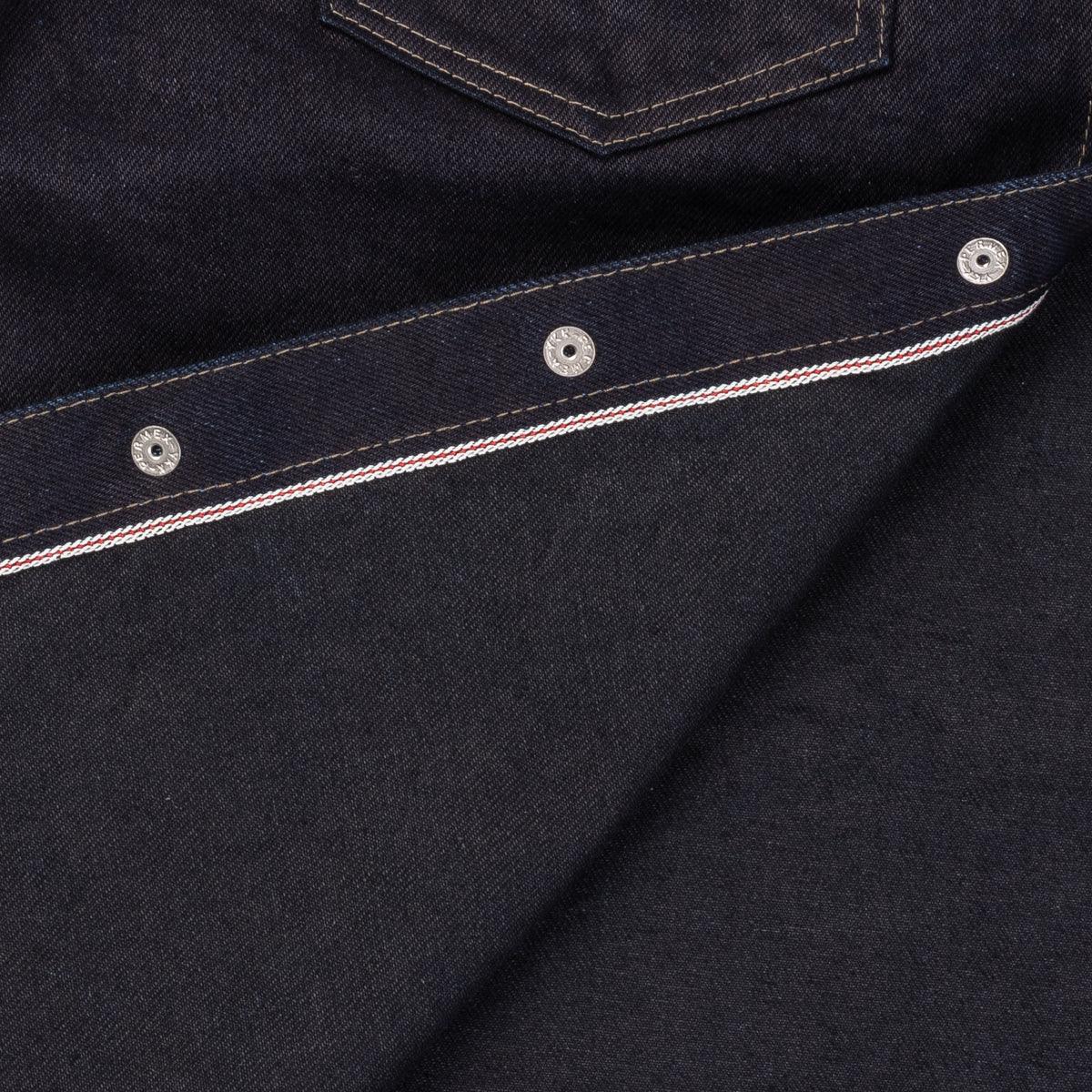 IHSH-295-IB - 14oz Selvedge Denim Western Shirt - Indigo/Black - Image 11