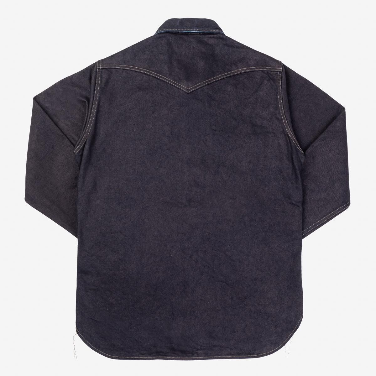 IHSH-295-IB - 14oz Selvedge Denim Western Shirt - Indigo/Black - Image 4