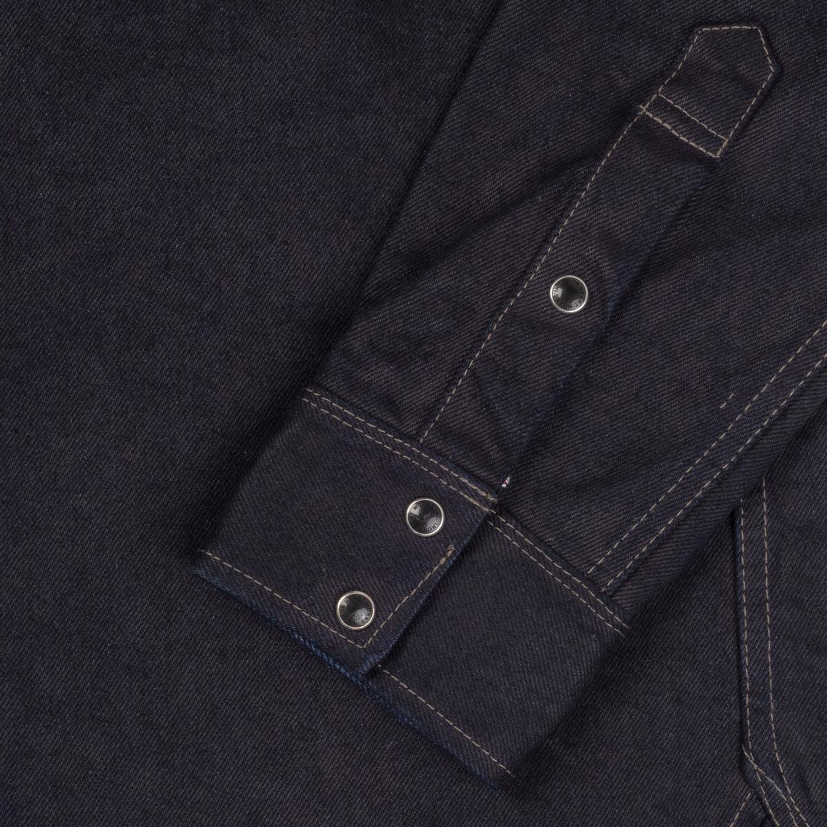 IHSH-295-IB - 14oz Selvedge Denim Western Shirt - Indigo/Black - Image 9