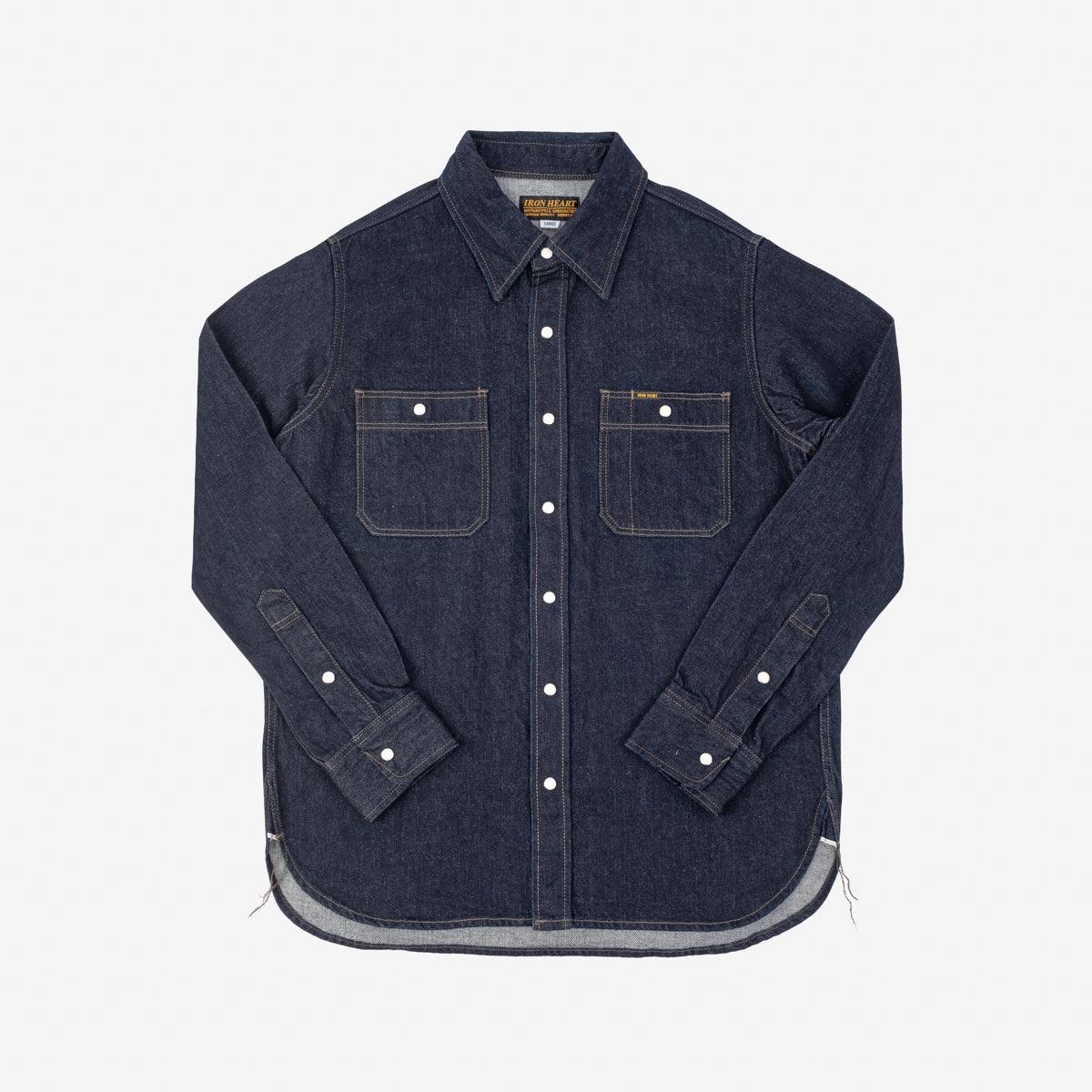 IHSH-326-IND - 12oz Selvedge Indigo Denim Work Shirt with Snaps - Indigo