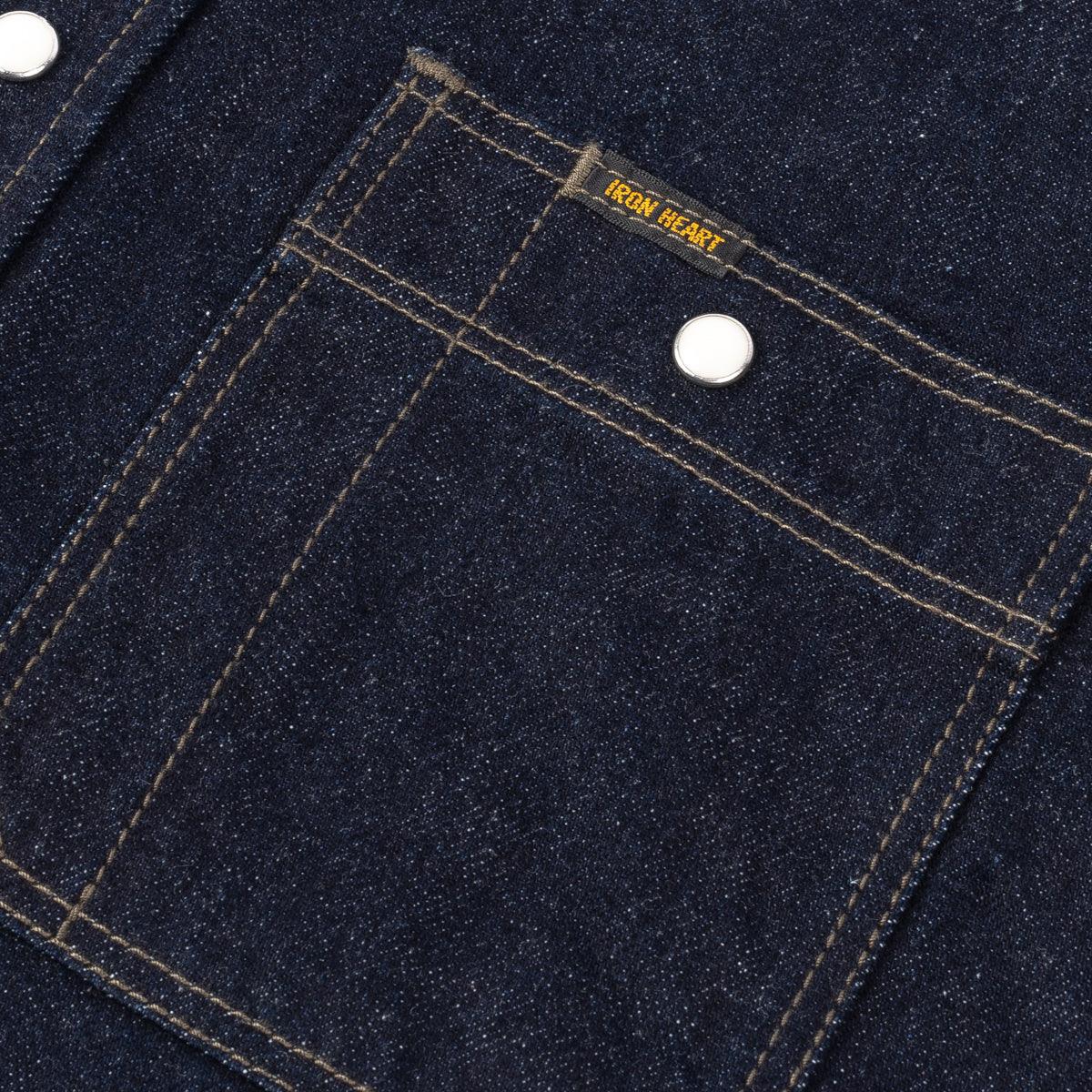IHSH-326-IND - 12oz Selvedge Indigo Denim Work Shirt with Snaps - Indigo - Image 6