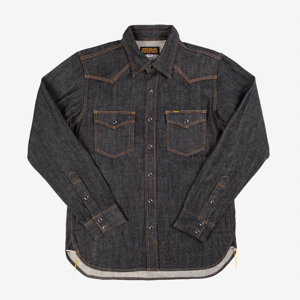 IHSH-33-BLK - 12oz Selvedge Denim Western Shirt - Black