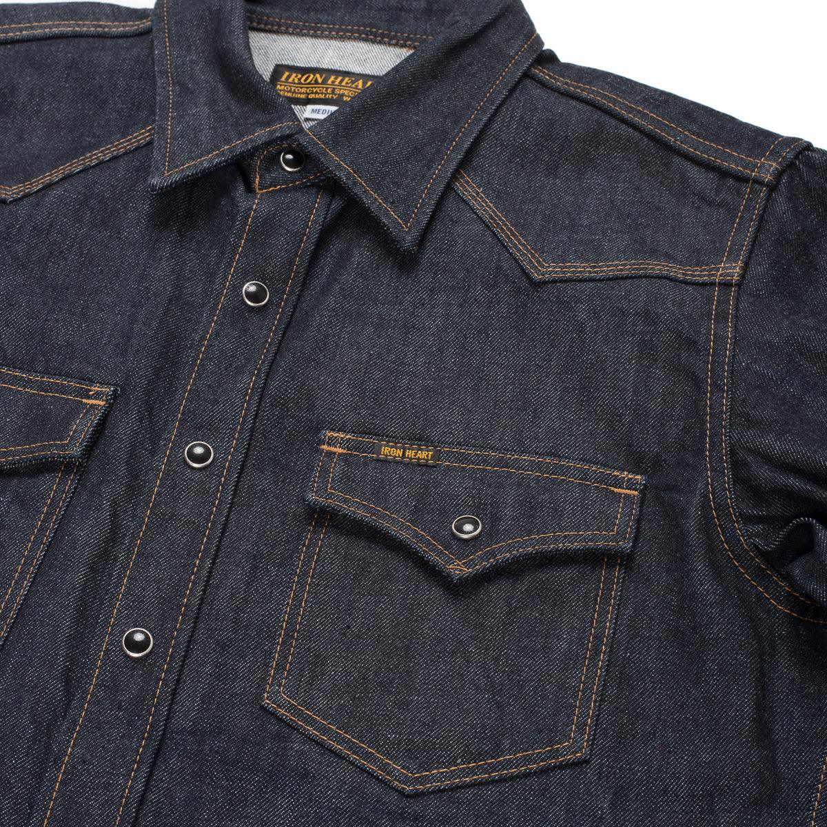 IHSH-33-IND - 12oz Selvedge Denim Western Shirt - Indigo - Image 5