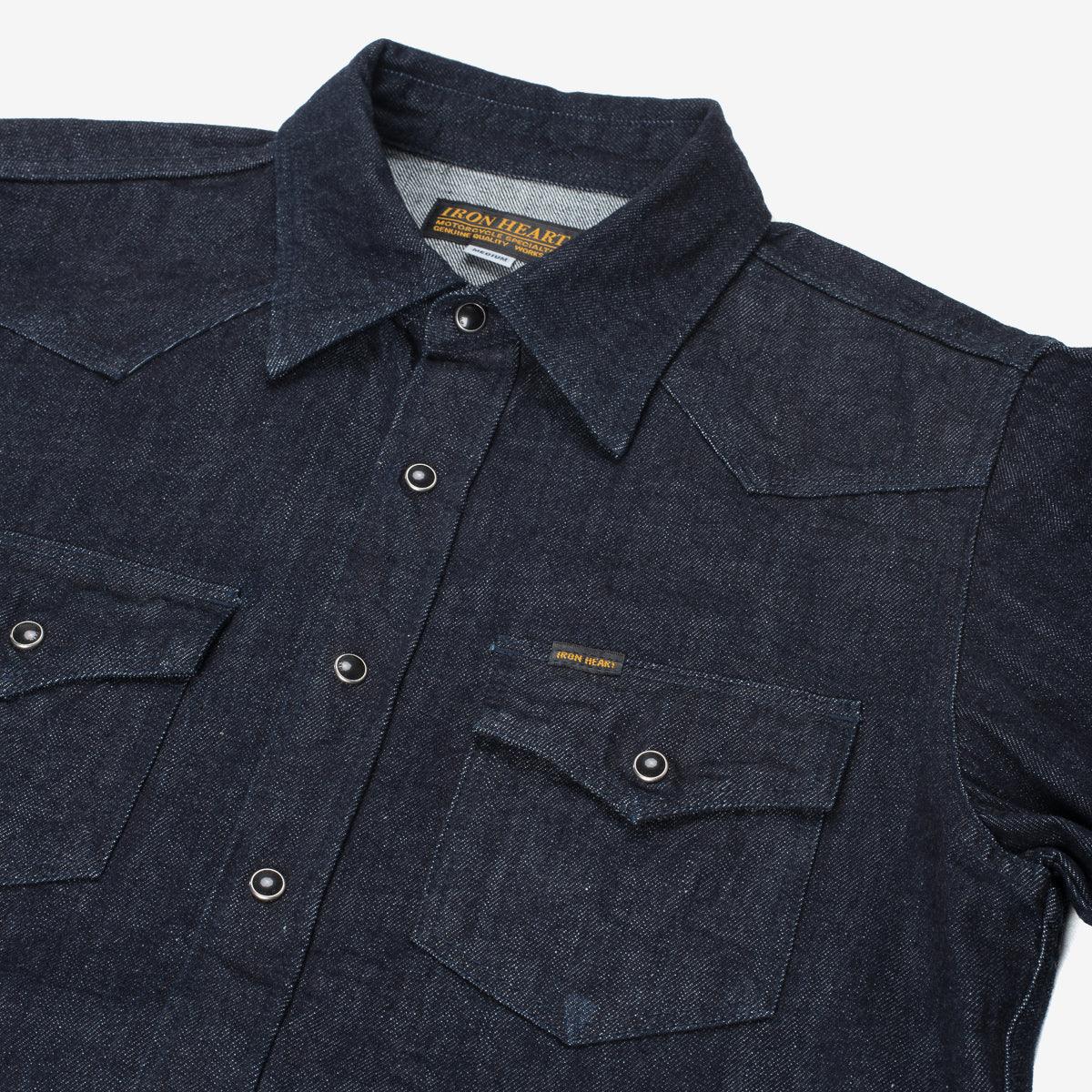 IHSH-33-T - 12oz Selvedge Denim Western Shirt With Tonal Stitching - Indigo - Image 5