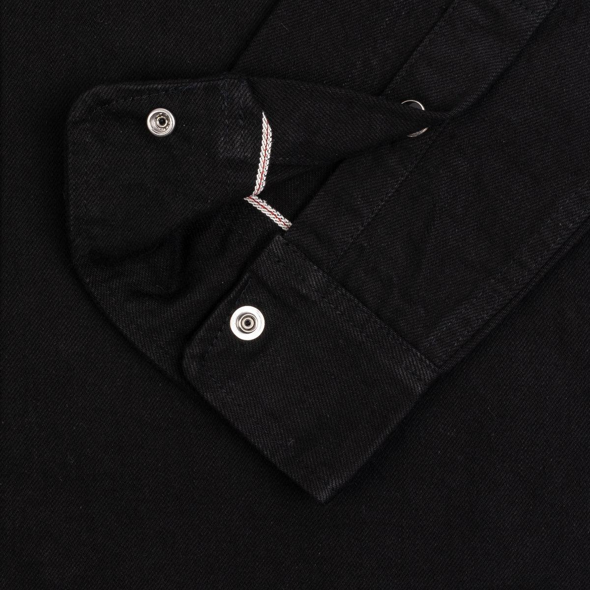 IHSH-338-BLK - 12oz Selvedge Denim Work Shirt With Snaps - Black/Black - Image 10