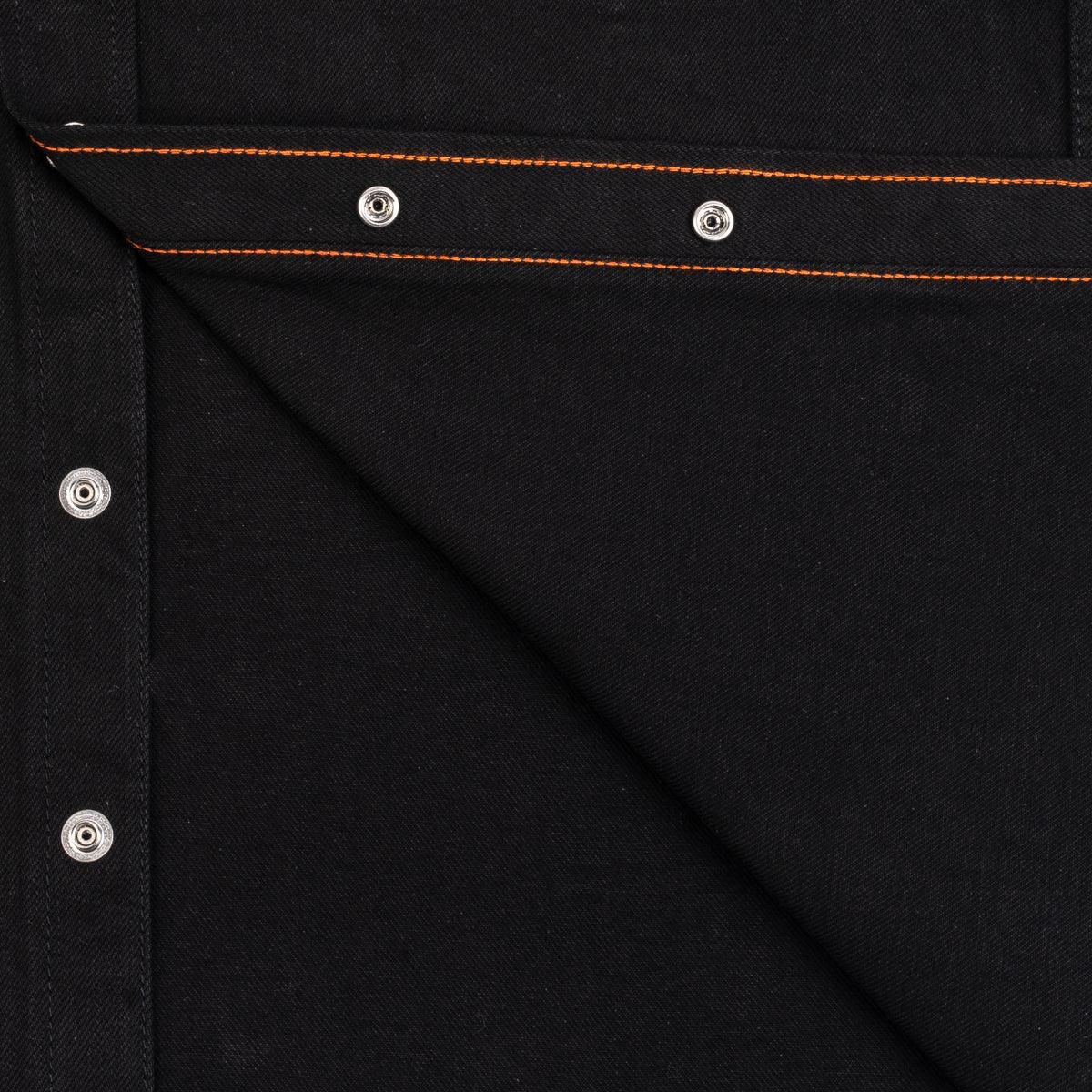 IHSH-338-BLK - 12oz Selvedge Denim Work Shirt With Snaps - Black/Black - Image 12