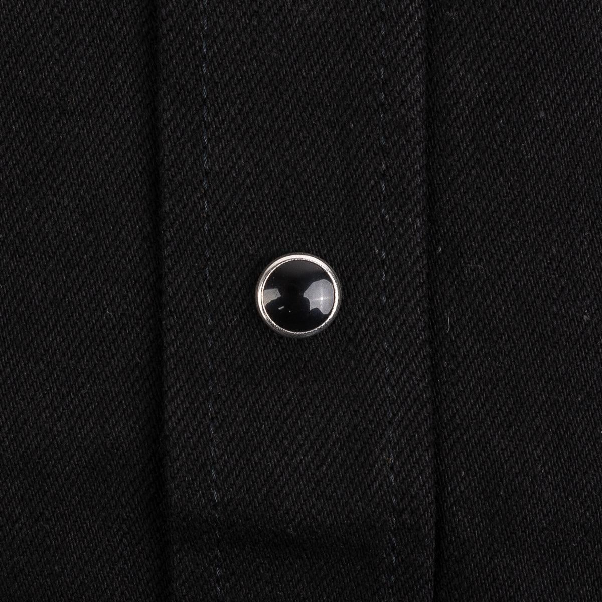 IHSH-338-BLK - 12oz Selvedge Denim Work Shirt With Snaps - Black/Black - Image 7