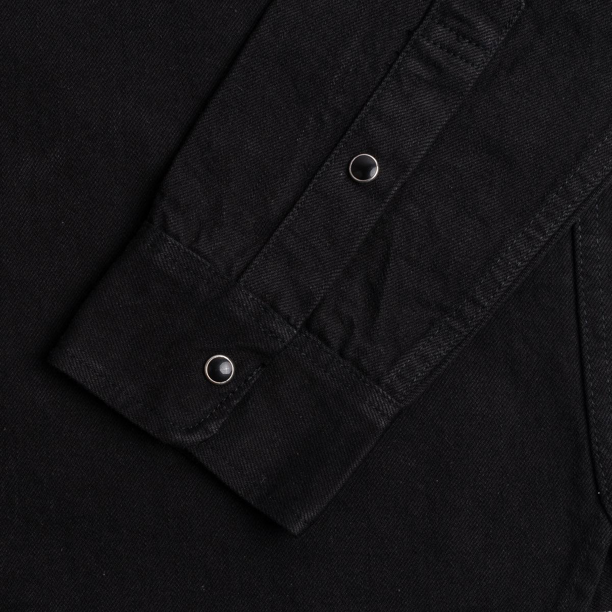 IHSH-338-BLK - 12oz Selvedge Denim Work Shirt With Snaps - Black/Black - Image 9