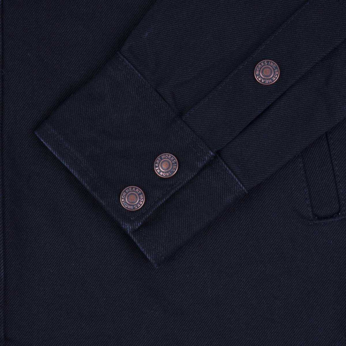 IHSH-362-BLK - 16oz Non-Selvedge Denim CPO Shirt - Superblack (Fades to Grey) - Image 9
