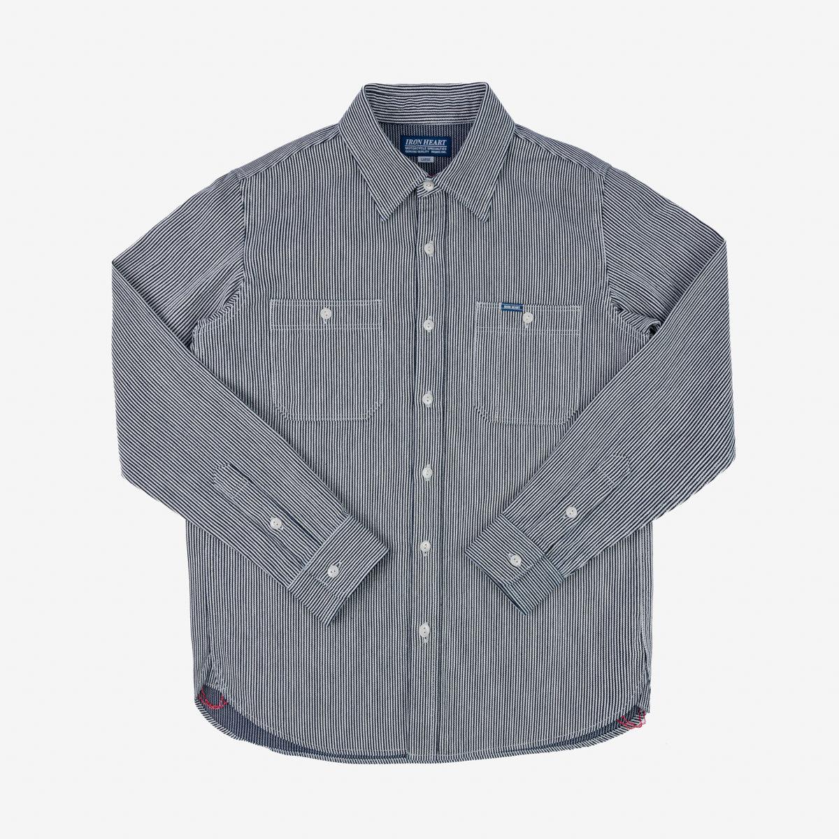 IHSH-366-IND - 8oz Herringbone Hickory Stripe Work Shirt - Indigo