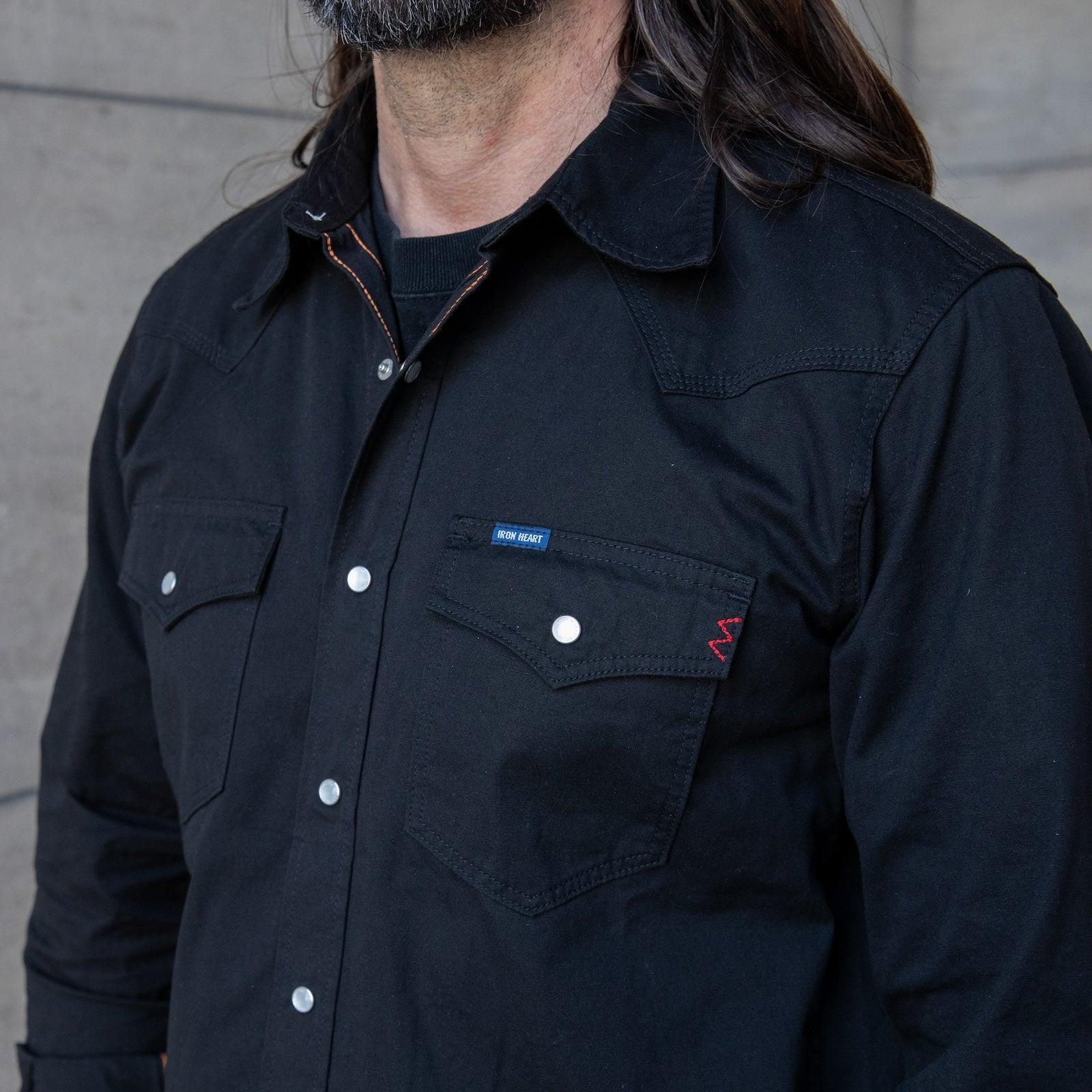 IHSH-394-BLK - 7oz Fatigue Cloth Western Shirt - Black - Image 3