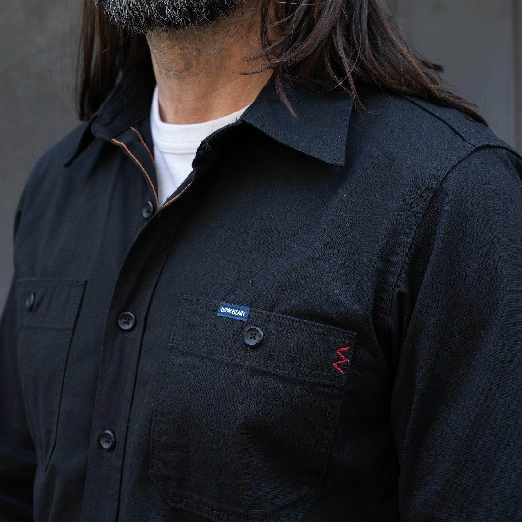 IHSH-395-BLK - 7oz Fatigue Cloth Work Shirt - Black - Image 3