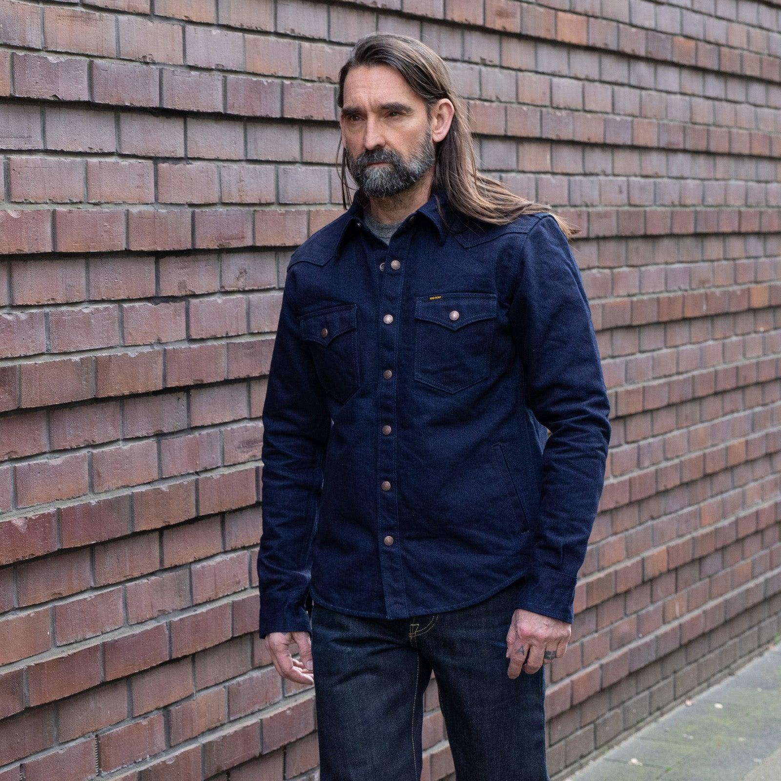 IHSH-409-IB - 19oz Selvedge Denim CPO Shirt - Indigo/Black - Image 2