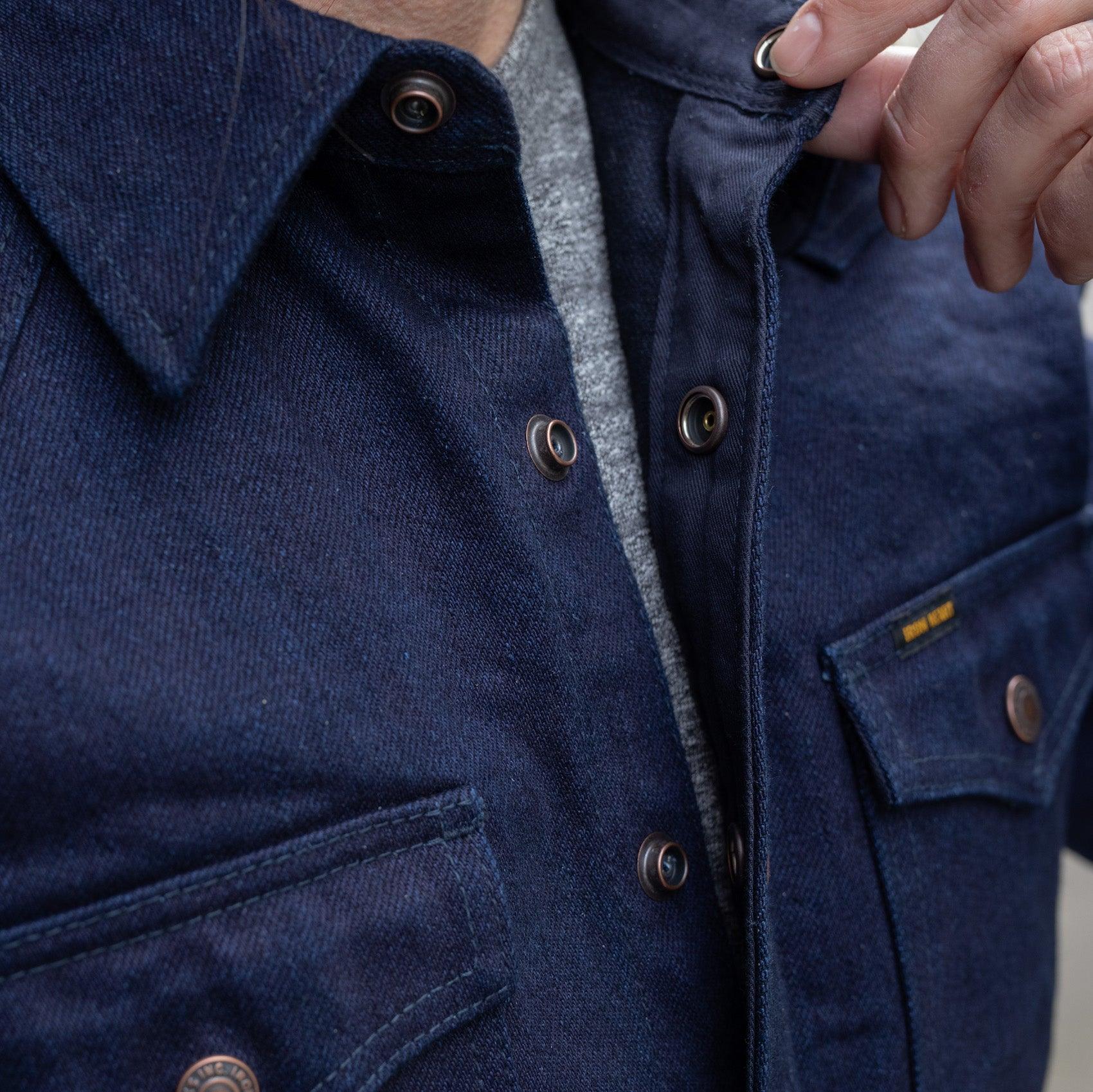 IHSH-409-IB - 19oz Selvedge Denim CPO Shirt - Indigo/Black - Image 3