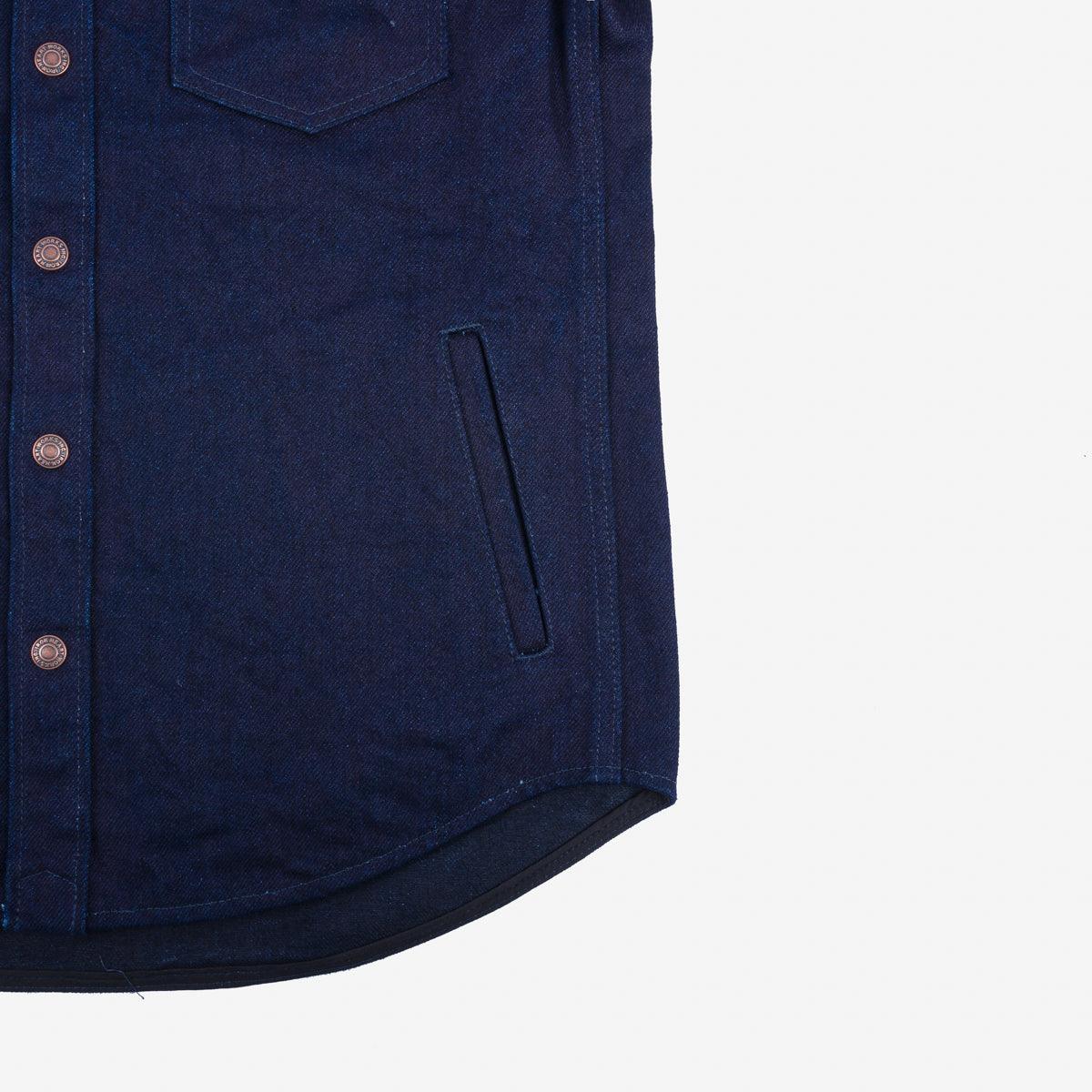 IHSH-409-IB - 19oz Selvedge Denim CPO Shirt - Indigo/Black - Image 9
