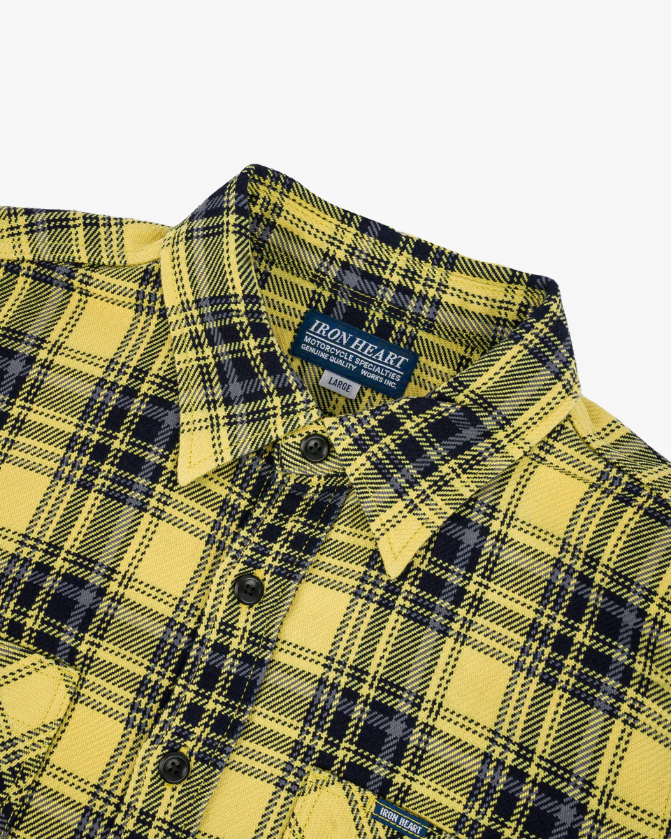 IHSH-412-YEL - 9oz Selvedge Indigo Check Flannel Work Shirt - Yellow - Image 5