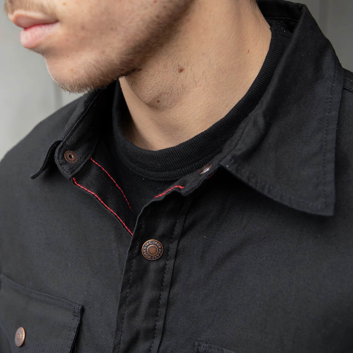 IHSH-425-BLK - 8oz Military Whipcord CPO Shirt - Black - Image 4