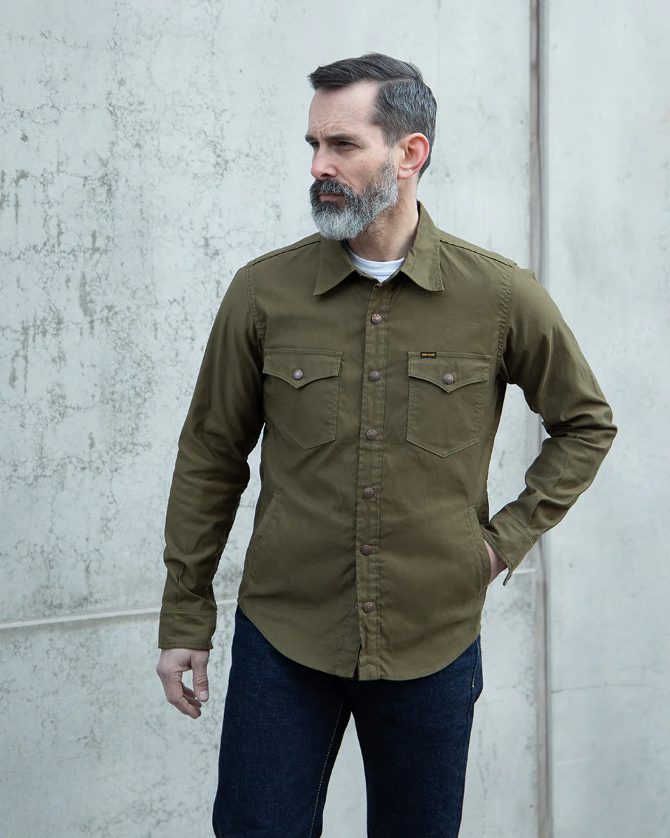 IHSH-425-OLV - 8oz Military Whipcord CPO Shirt - Olive - Image 2
