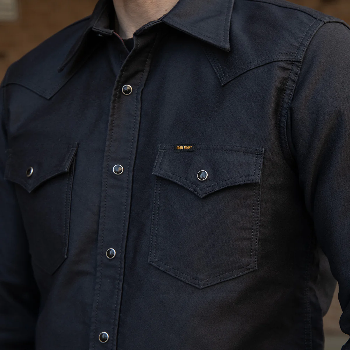 IHSH-426-BLK - 12oz Military Moleskin Western Shirt - Black - Image 3