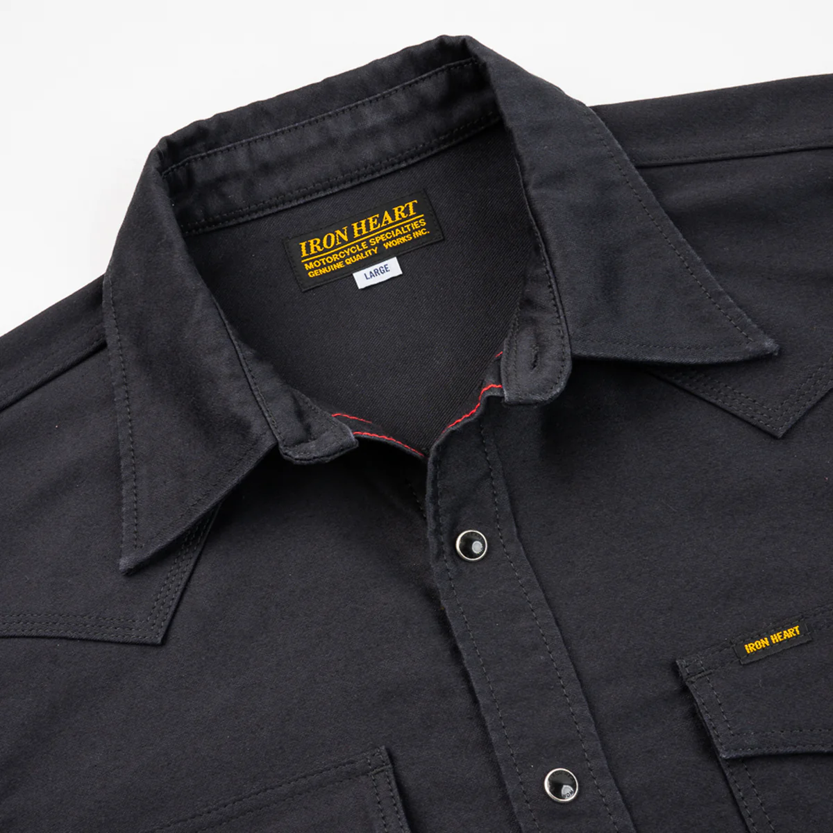 IHSH-426-BLK - 12oz Military Moleskin Western Shirt - Black - Image 5