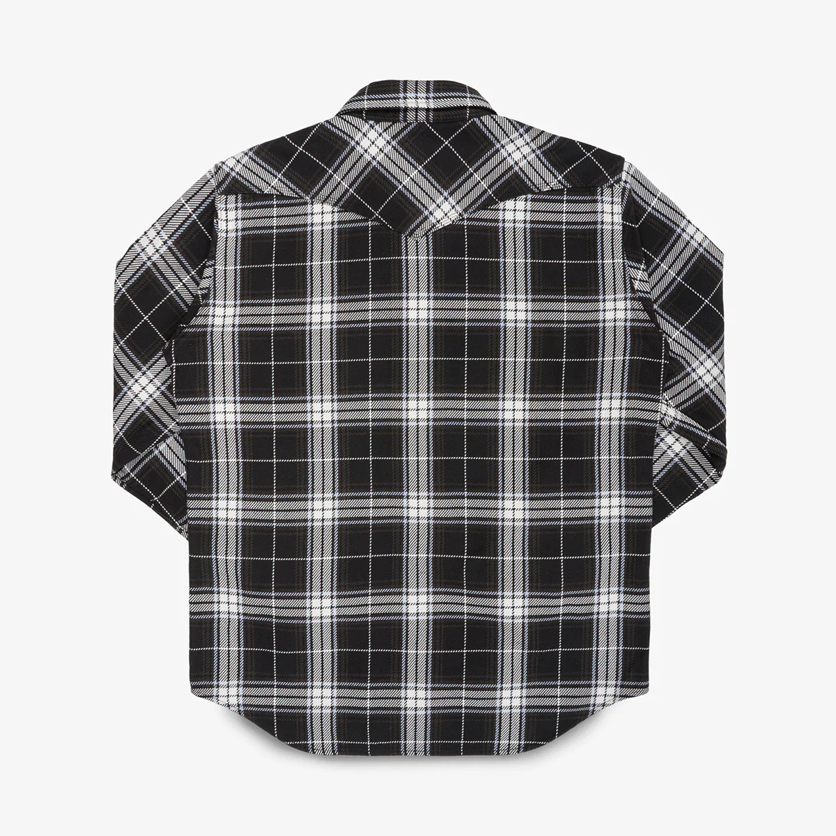 IHSH-439-BLK - 9oz Selvedge Flannel Western Shirt - Black Check - Image 4