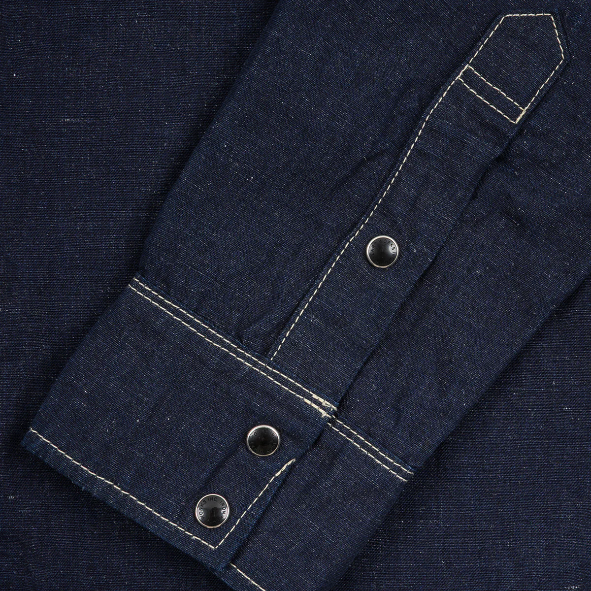 IHSH-444-IND - 7oz Cotton Linen Chambray Western Shirt - Indigo - Image 7