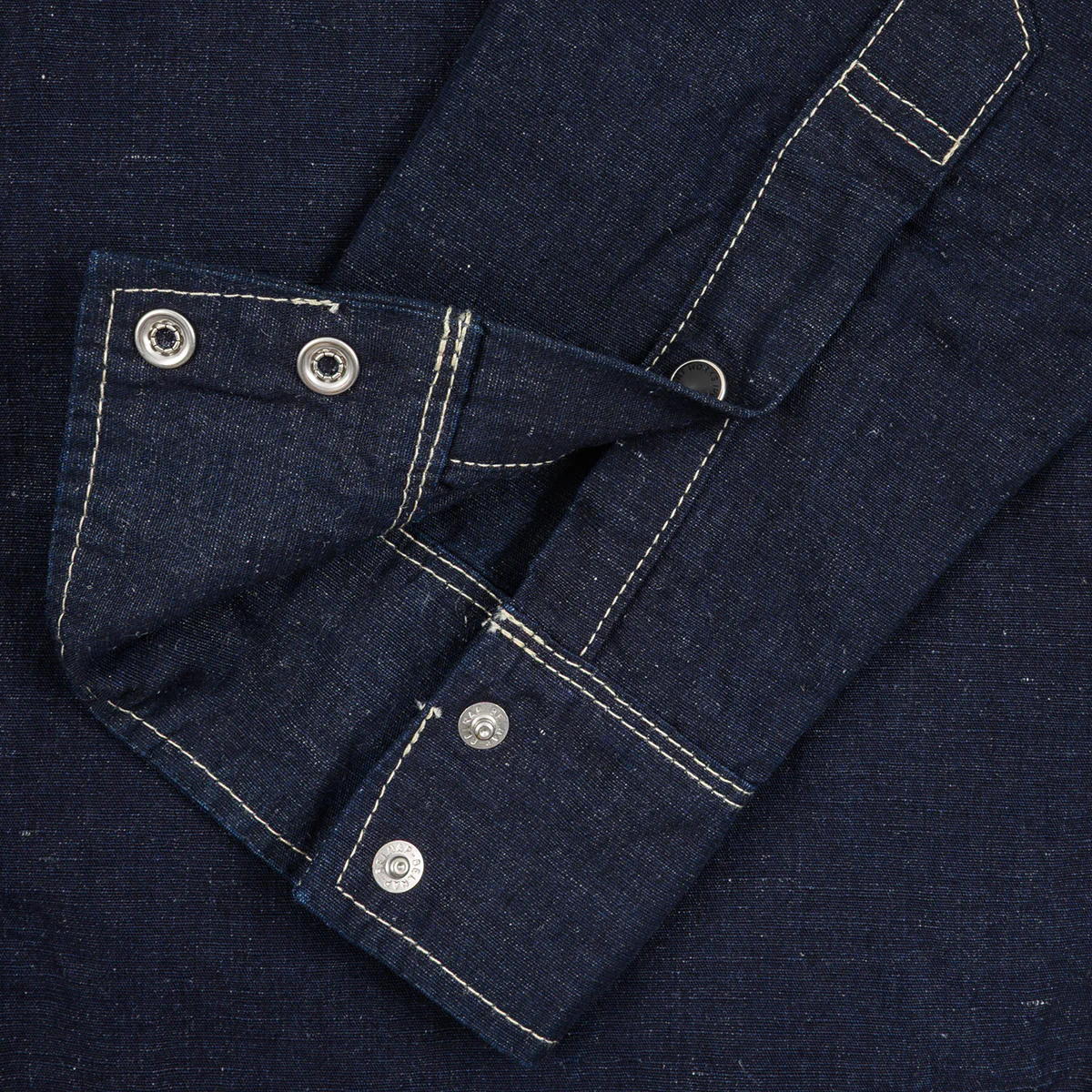 IHSH-444-IND - 7oz Cotton Linen Chambray Western Shirt - Indigo - Image 8