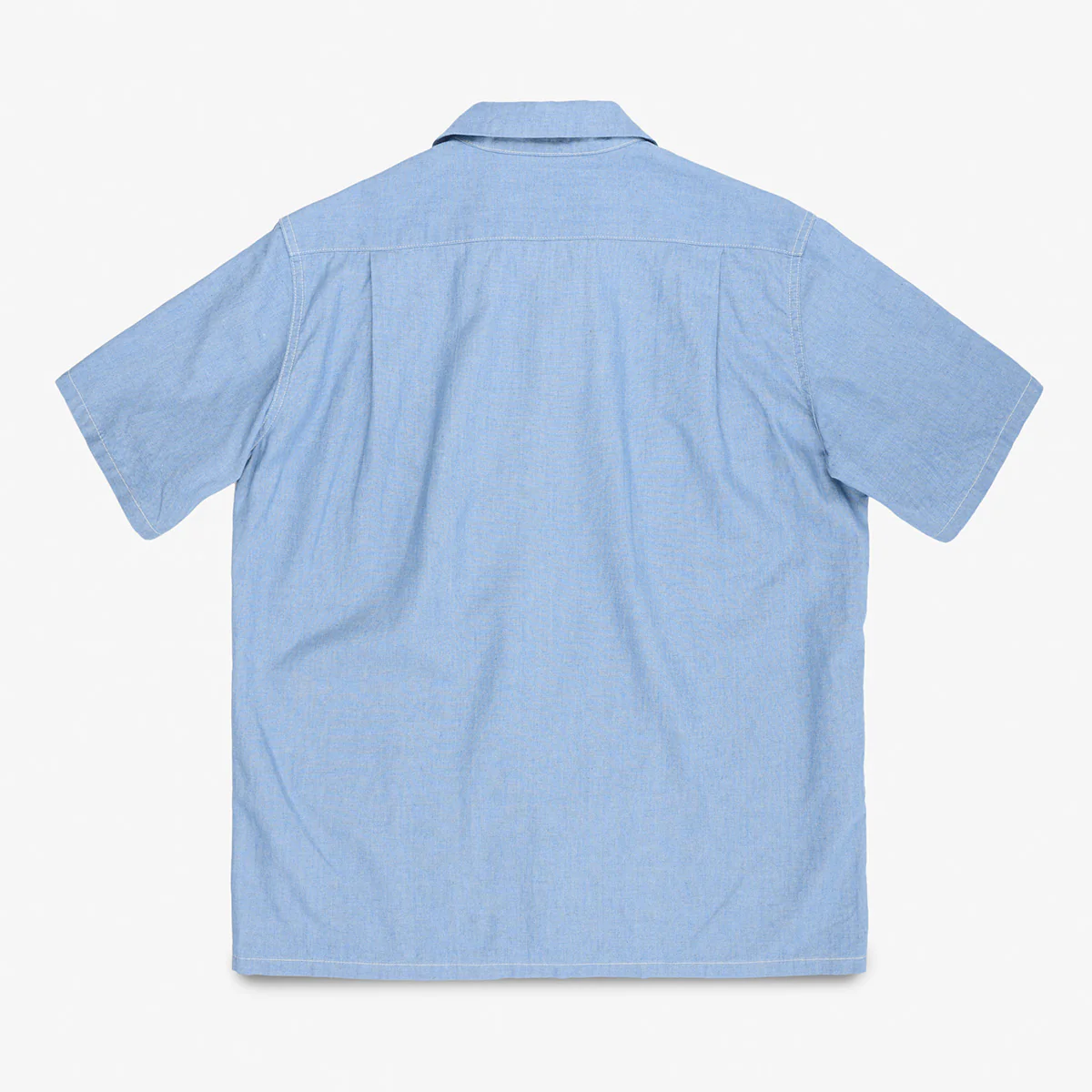 IHSH-447-SAX - SS26 - 5oz Cotton Linen Open Collar Short Sleeve Shirt - Sax Blue - Image 5