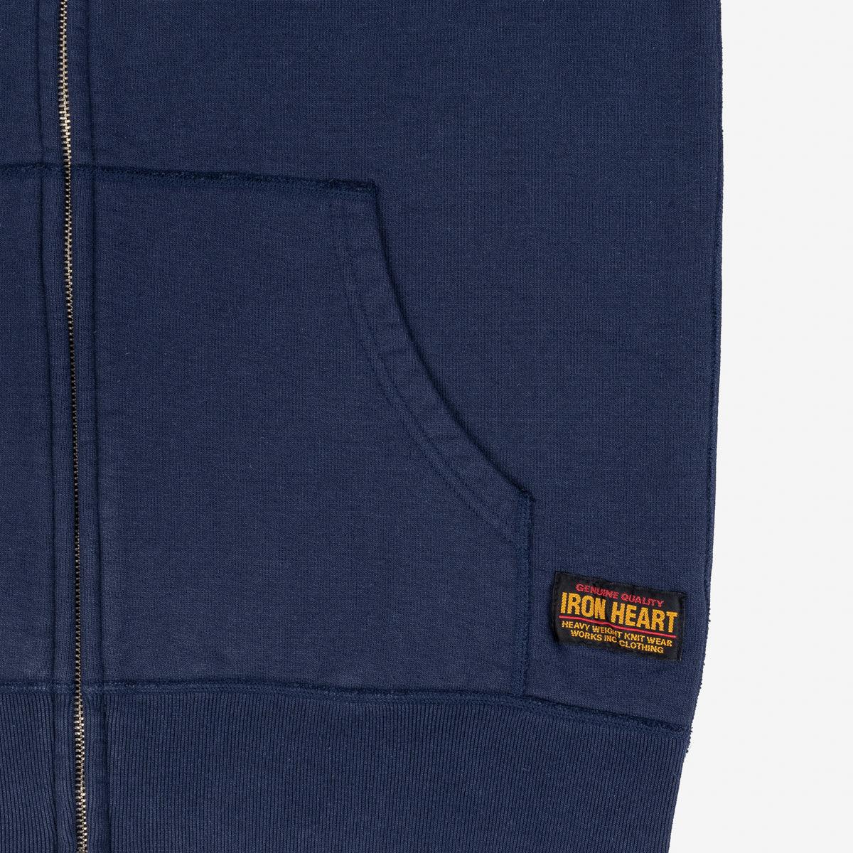 IHSW-10-NAV - 14oz Ultra Heavyweight Loopwheel Cotton Zip Up Hoodie - Navy - Image 8