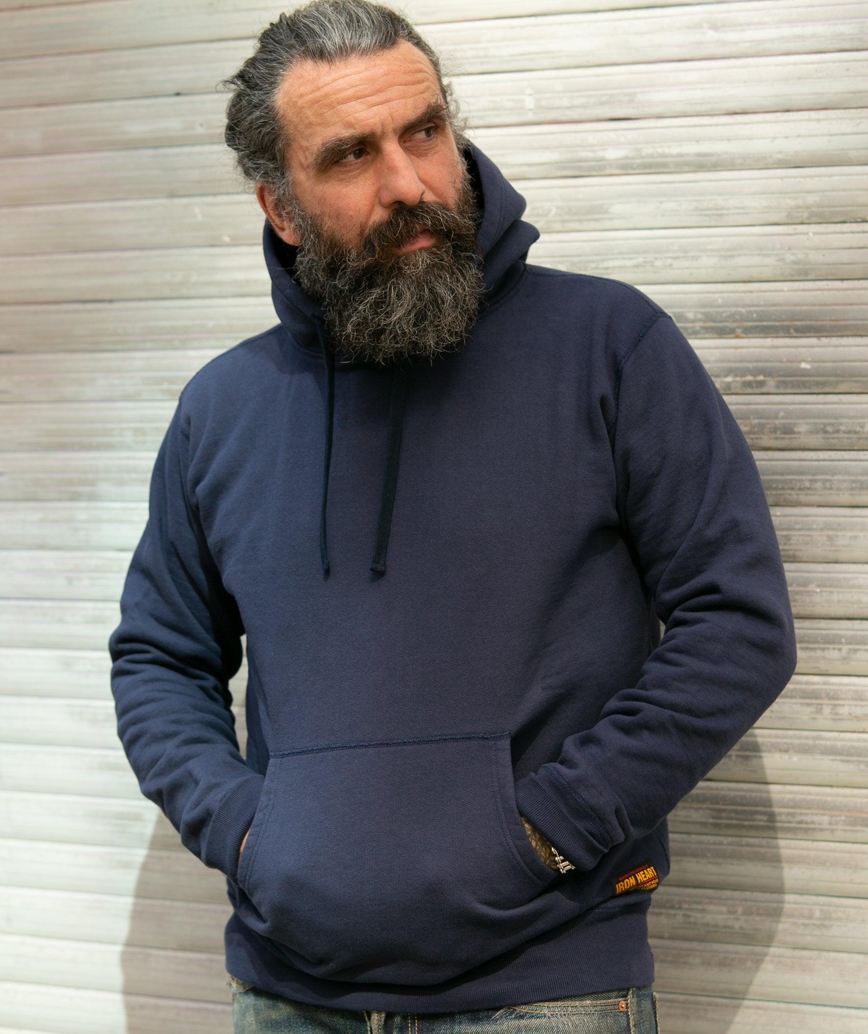 IHSW-49-NAV - 14oz Ultra Heavyweight Loopwheel Cotton Hoodie - Navy - Image 2