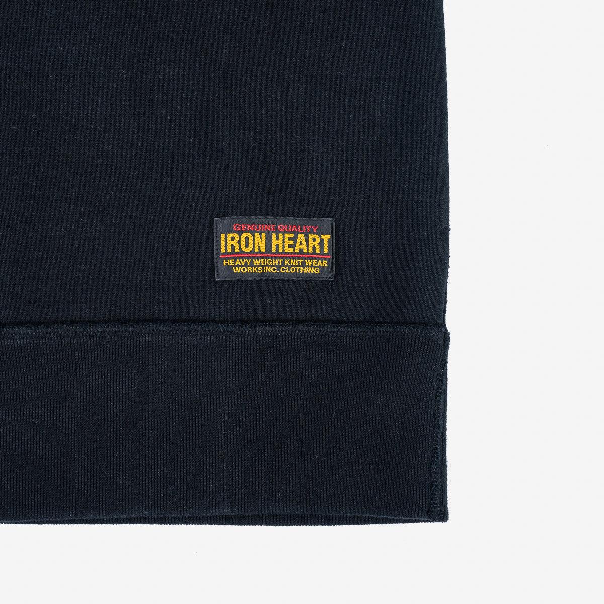 IHSW-69L-BLK - 14oz Ultra Heavyweight Loopwheel Cotton Crew Neck Sweat - Black - Image 5