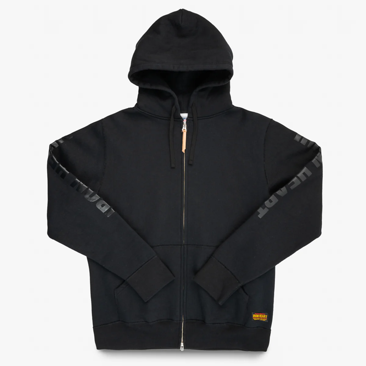 IHSW-80L-BLK - Printed 14oz Ultra Heavyweight Loopwheel Cotton Zippered Hoodie - Black