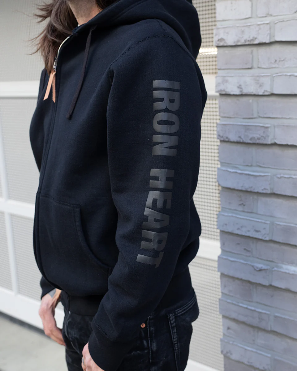 IHSW-80L-BLK - Printed 14oz Ultra Heavyweight Loopwheel Cotton Zippered Hoodie - Black - Image 2