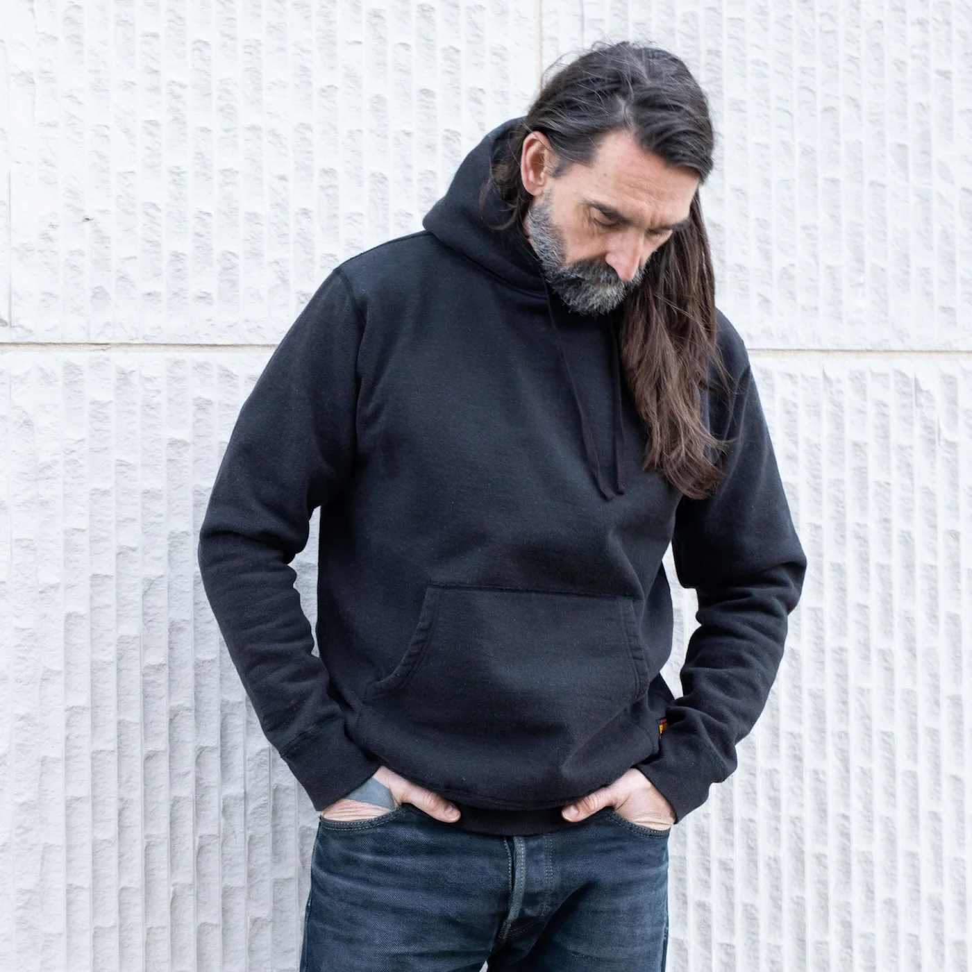 IHSW-HAM-BLK - 14oz Ultra Heavyweight Loopwheel Cotton Hoodie (Collaboration) - Vintage Black - Image 4