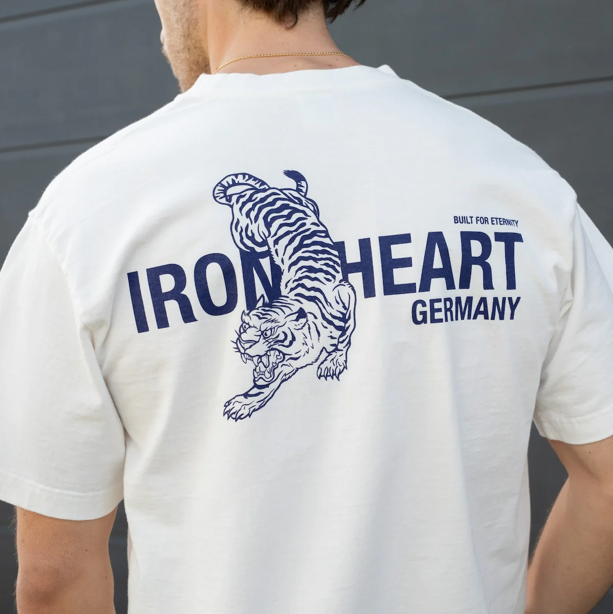IHT-IHG-7-P-WHT - Iron Heart Germany 7.5oz Loopwheel Crew Neck Pocket T-Shirt - White - Image 4