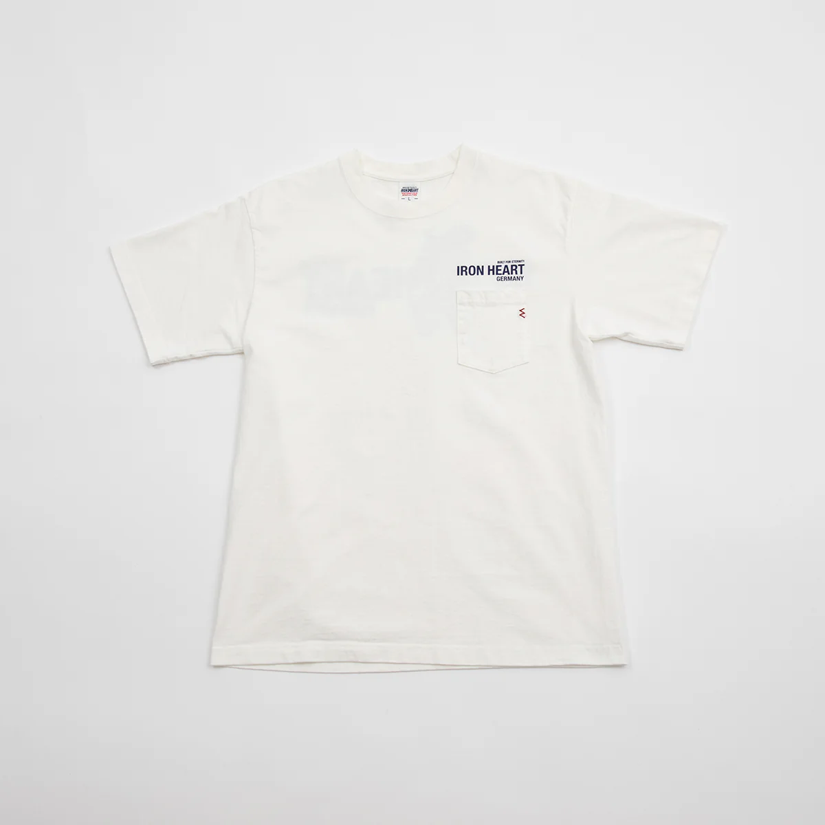 IHT-IHG-7-P-WHT - Iron Heart Germany 7.5oz Loopwheel Crew Neck Pocket T-Shirt - White - Image 6