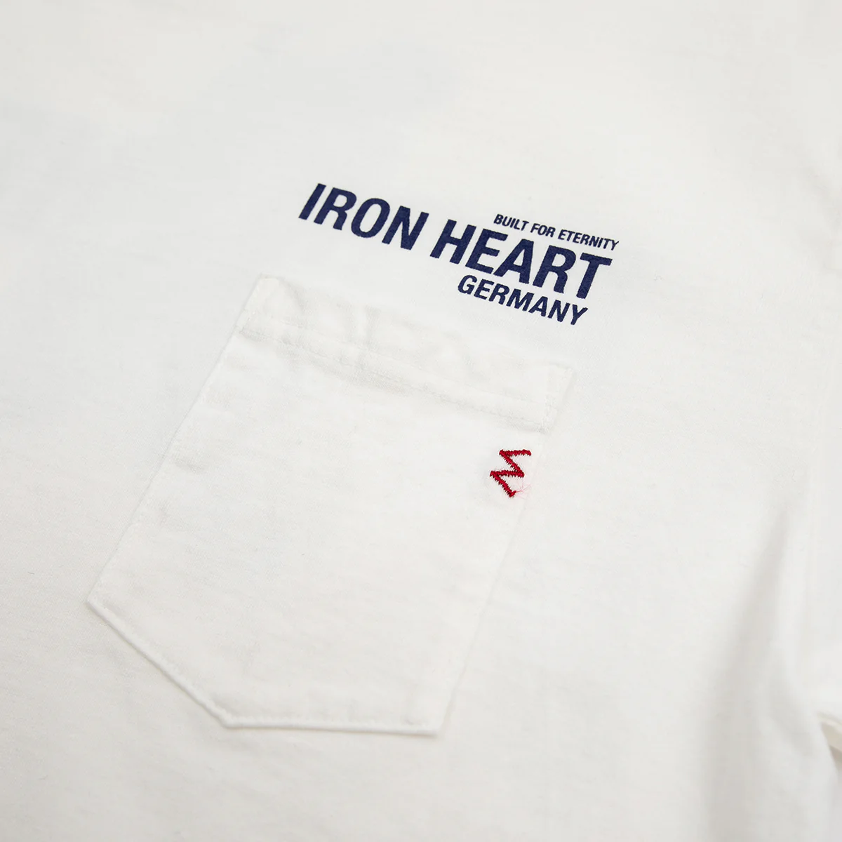 IHT-IHG-7-P-WHT - Iron Heart Germany 7.5oz Loopwheel Crew Neck Pocket T-Shirt - White - Image 8