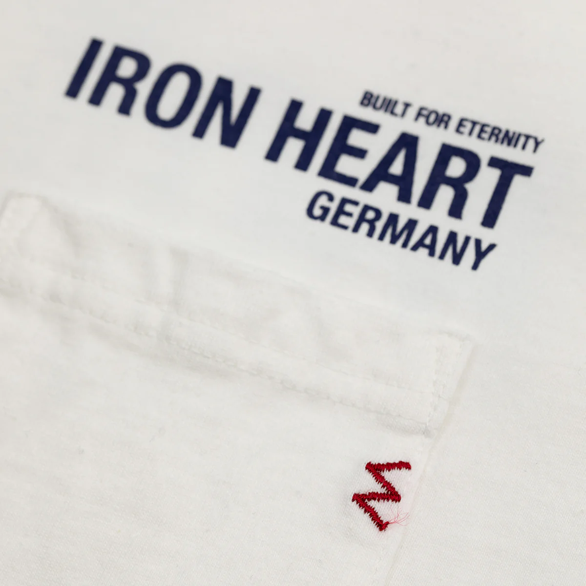 IHT-IHG-7-P-WHT - Iron Heart Germany 7.5oz Loopwheel Crew Neck Pocket T-Shirt - White - Image 9