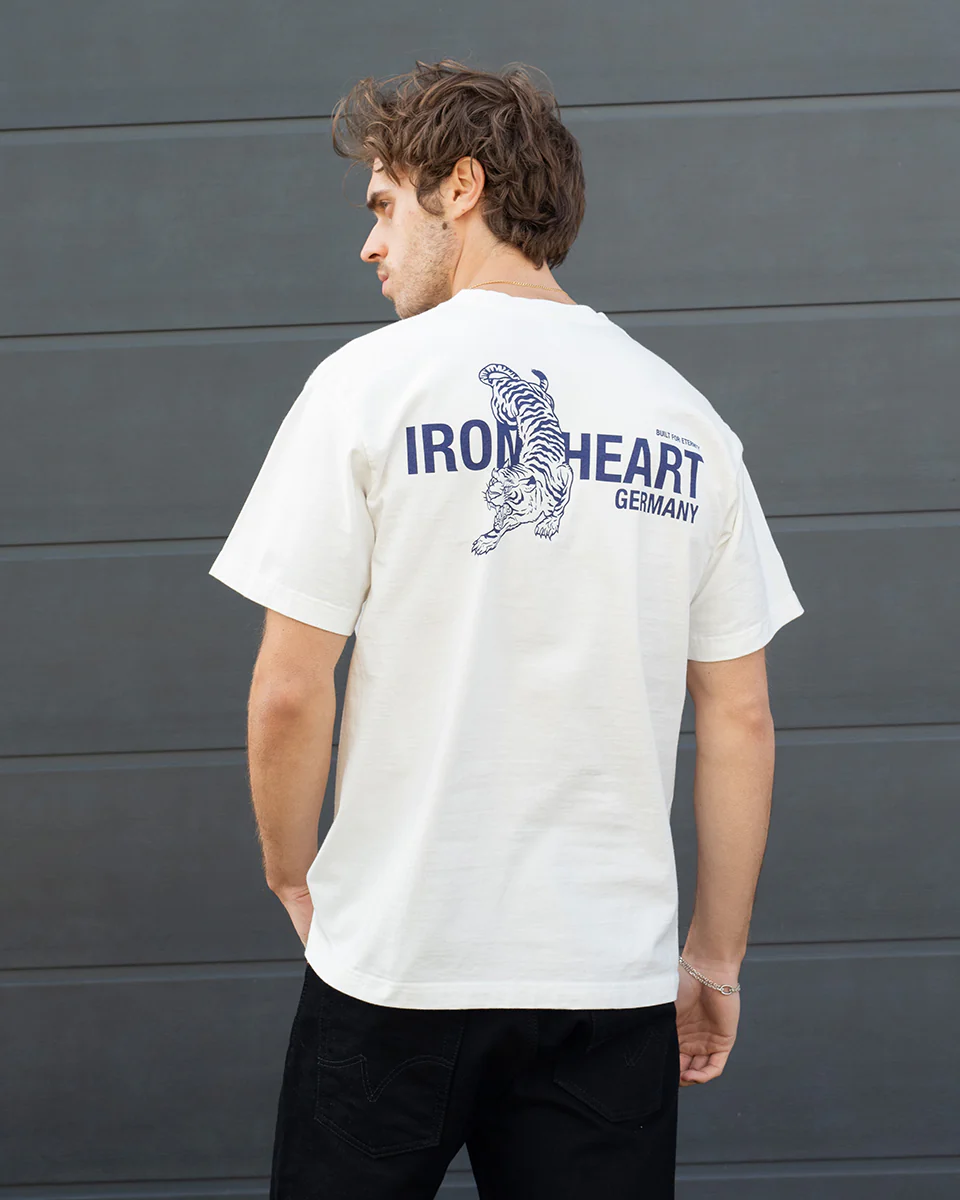 IHT-IHG-7-WHT - Iron Heart Germany 7.5oz Loopwheel Crew Neck T-Shirt - White - Image 3