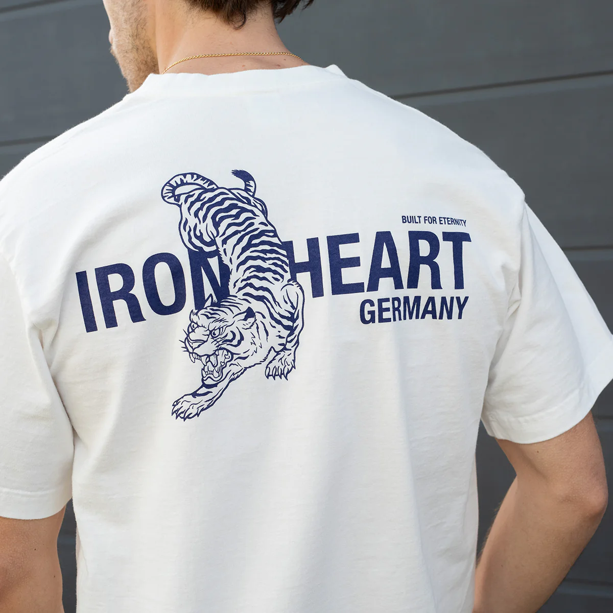 IHT-IHG-7-WHT - Iron Heart Germany 7.5oz Loopwheel Crew Neck T-Shirt - White - Image 4