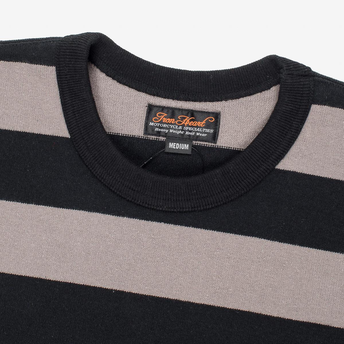 IHTB-01-BLK-GRY - 11oz Cotton Knit Long-Sleeved Sweater - Grey/Black - Image 4