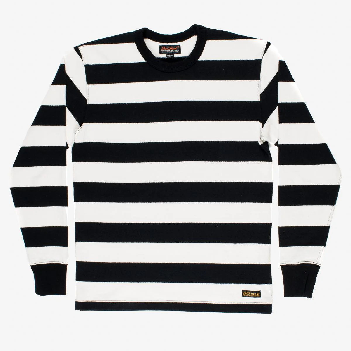IHTB-01-BLK-WHT - 11oz Cotton Knit Long-Sleeved Sweater - Black/White