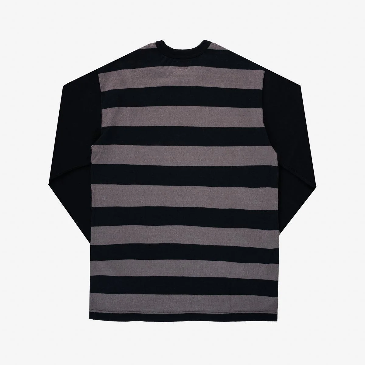 IHTB-05-GRY - 11oz Cotton Knit Long-Sleeved Sweater - Striped Body with Black Arms - Image 4
