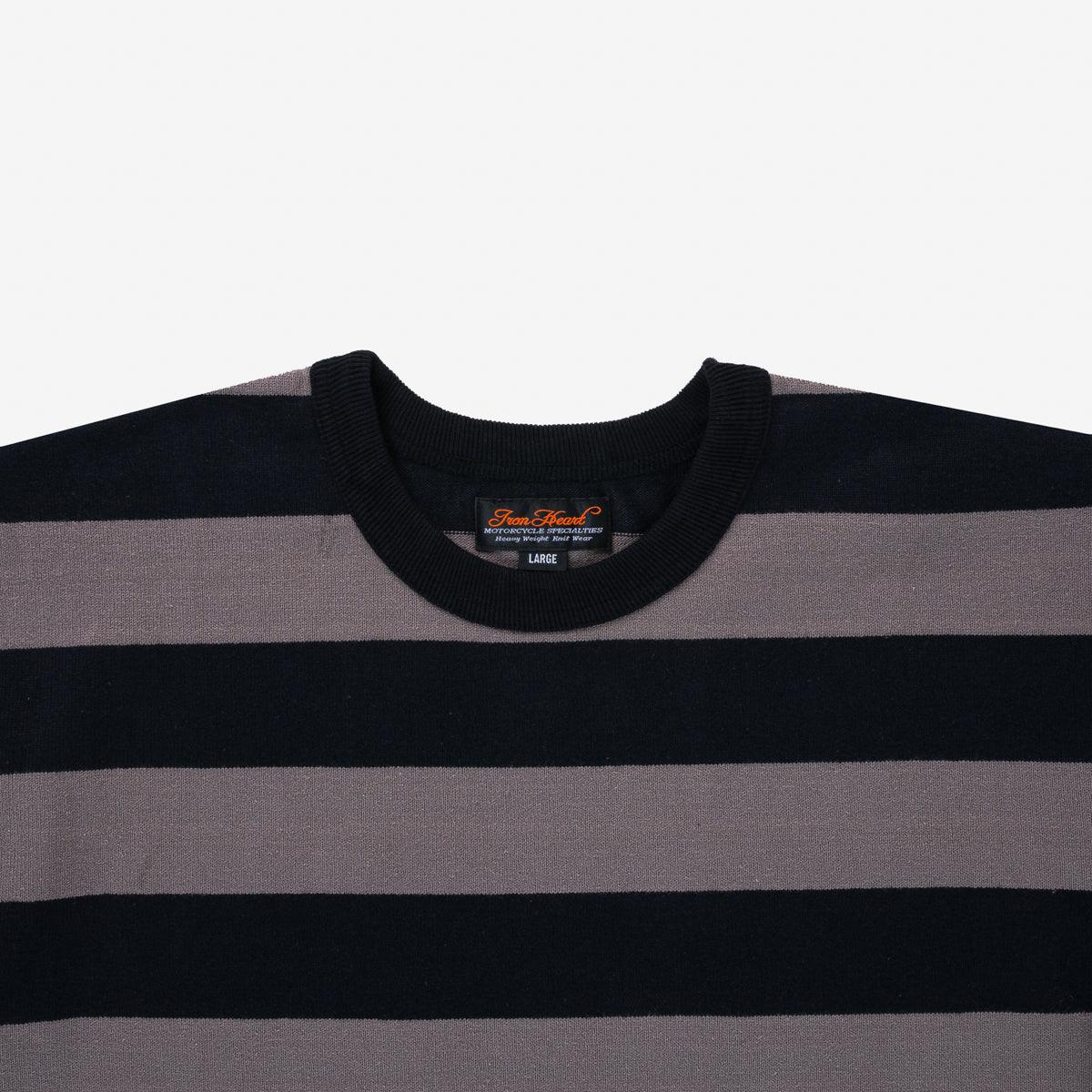 IHTB-05-GRY - 11oz Cotton Knit Long-Sleeved Sweater - Striped Body with Black Arms - Image 5