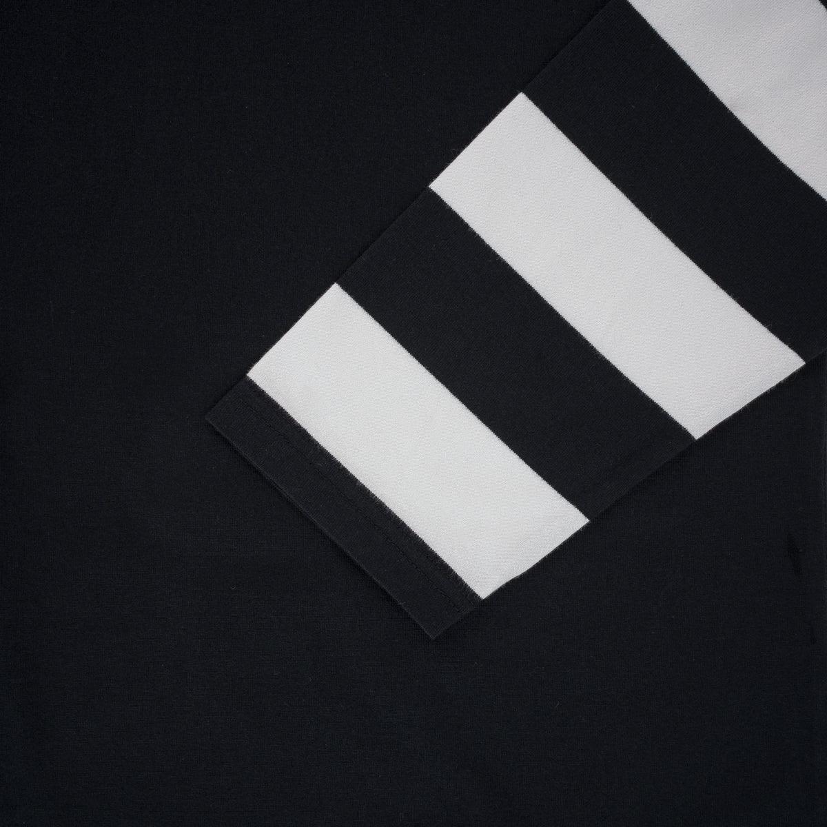 IHTB-11-BLK - 7.5oz Cotton Long-Sleeved Crew Neck - Black with striped arms - Image 5