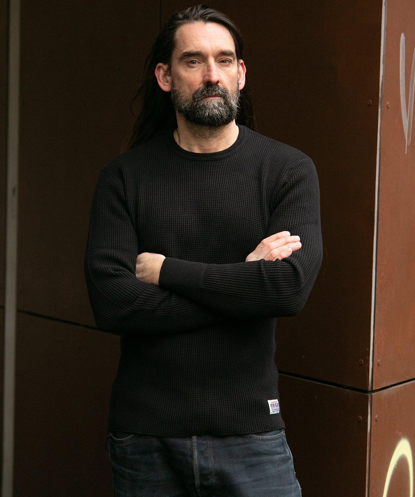 IHTL-1301-BLK - Waffle Knit Thermal Longsleeve - Black - Image 2