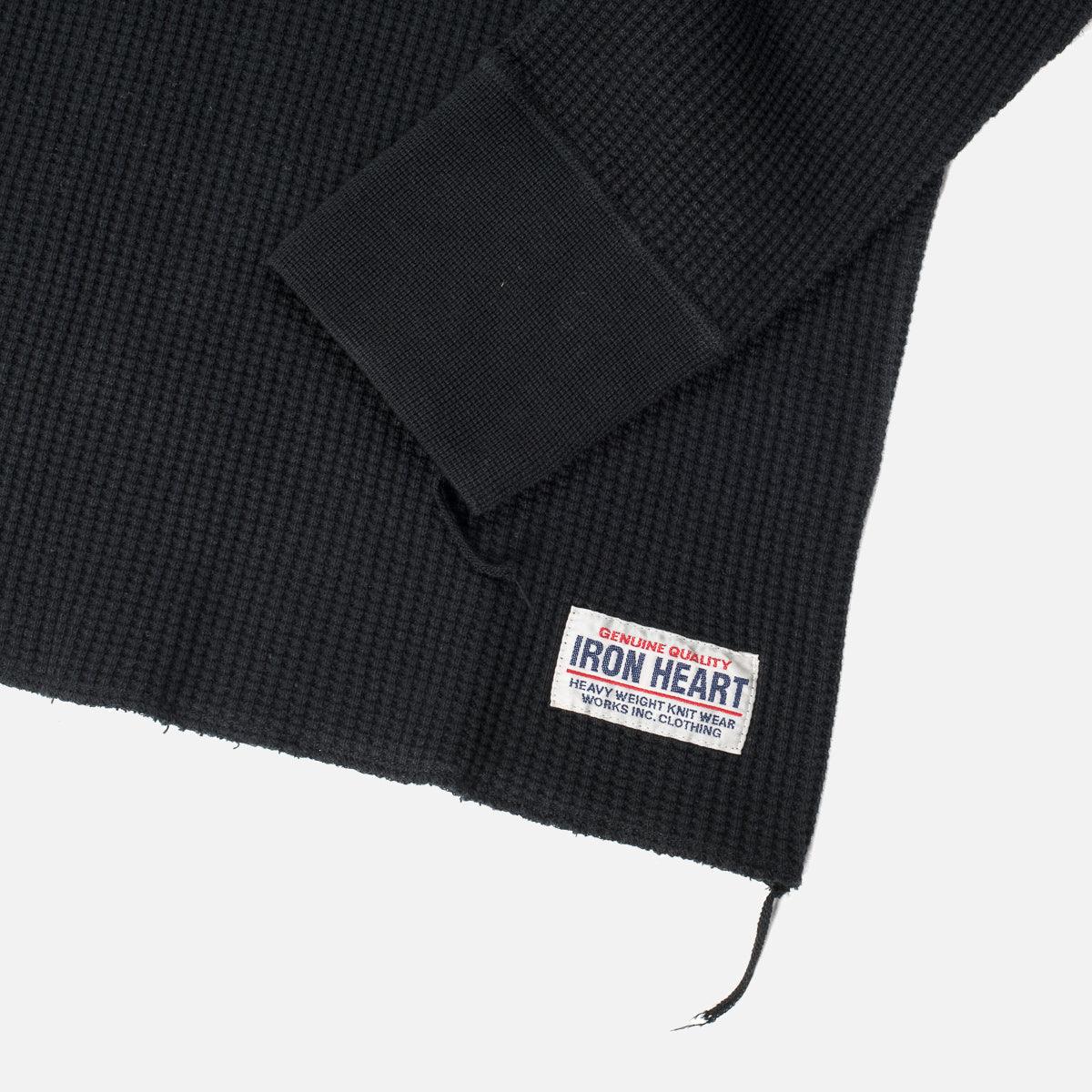 IHTL-1301-BLK - Waffle Knit Thermal Longsleeve - Black - Image 4