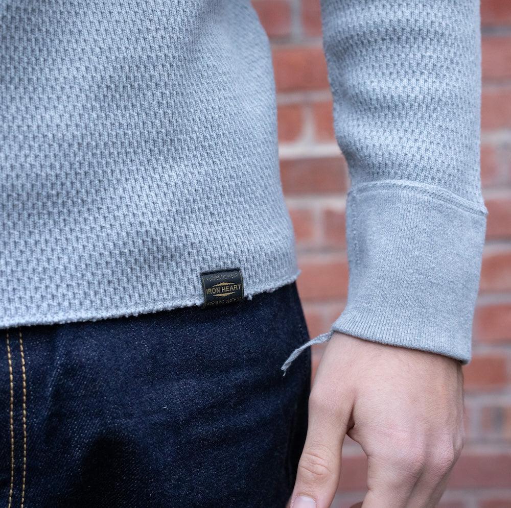 IHTL-1700-GRY - Cotton Knit Crew Neck L/S Thermal Sweater - Grey - Image 3