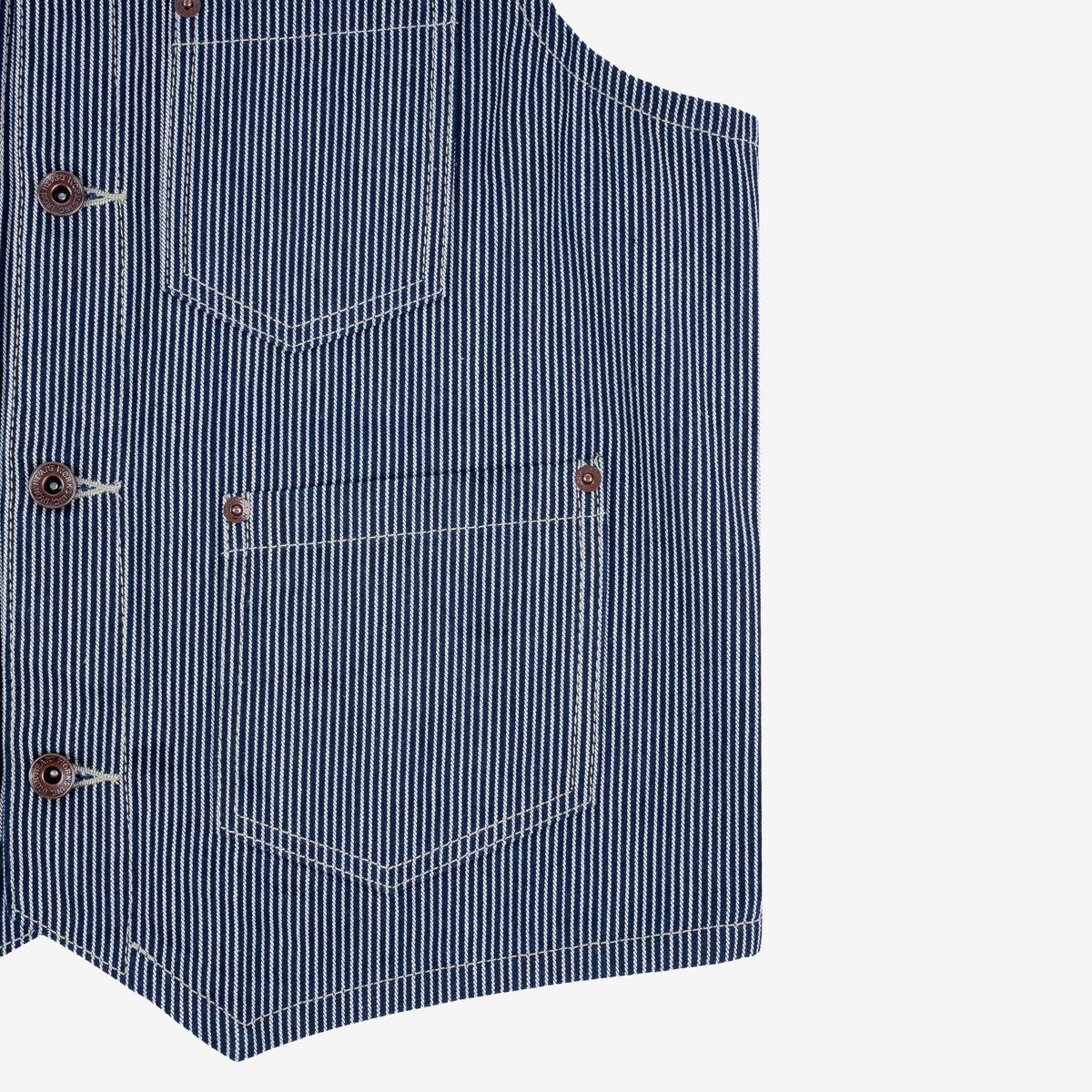 IHV-47-IND - 10.5oz Narrow Stripe Hickory Work Vest - Indigo - Image 8