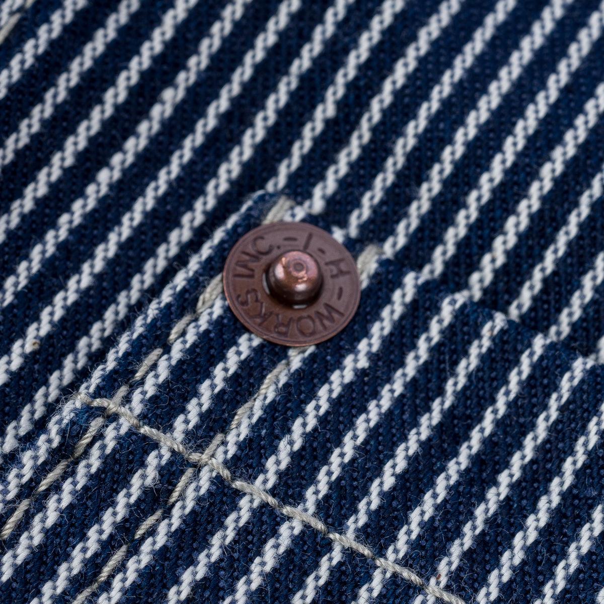 IHV-47-IND - 10.5oz Narrow Stripe Hickory Work Vest - Indigo - Image 9